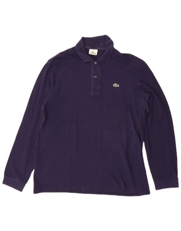 Lacoste Mens Long Sleeve Polo Shirt Size 5 Large Navy Blue Cotton