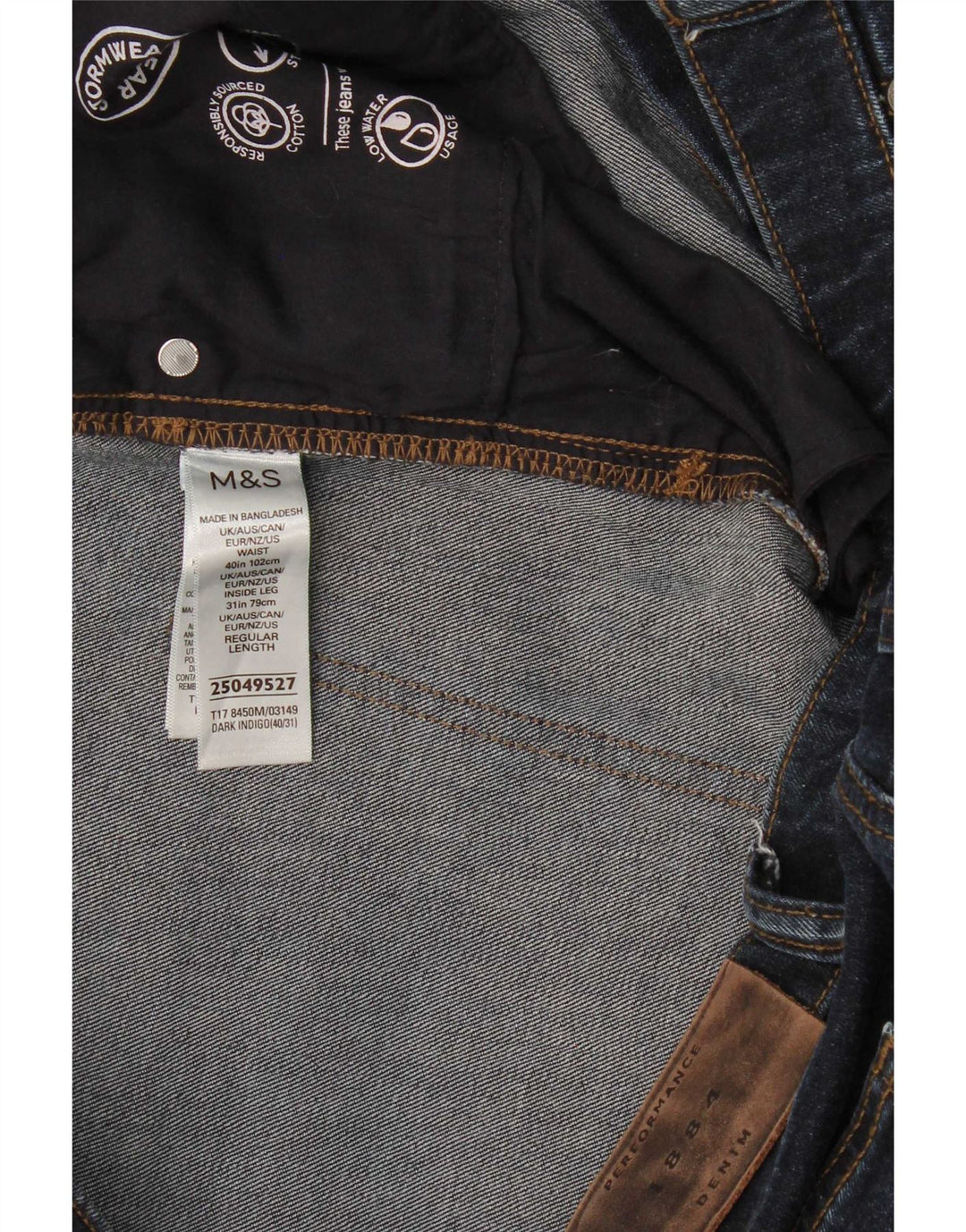 Męskie jeansy Marks & Spencer Regular Straight W40 L31 Granatowe, bawełniane