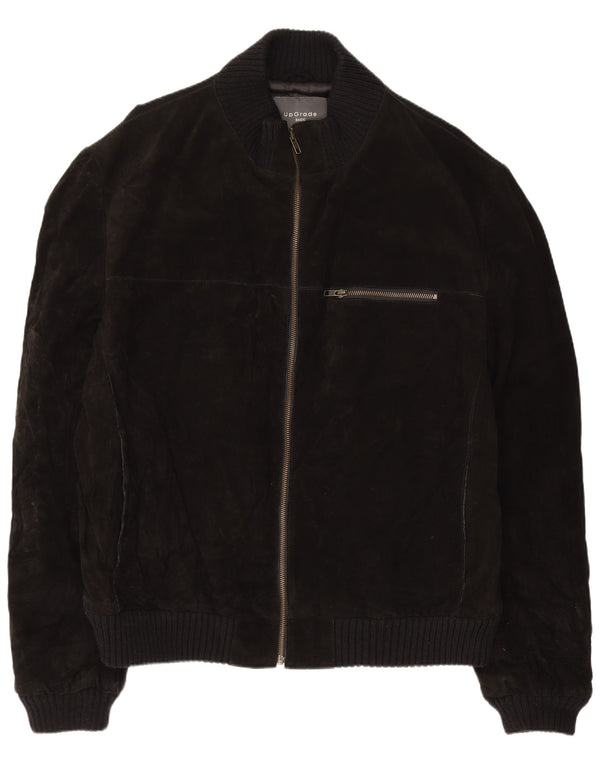 Vintage męska zamszowa kurtka bomber UK 44 2XL czarna skóra