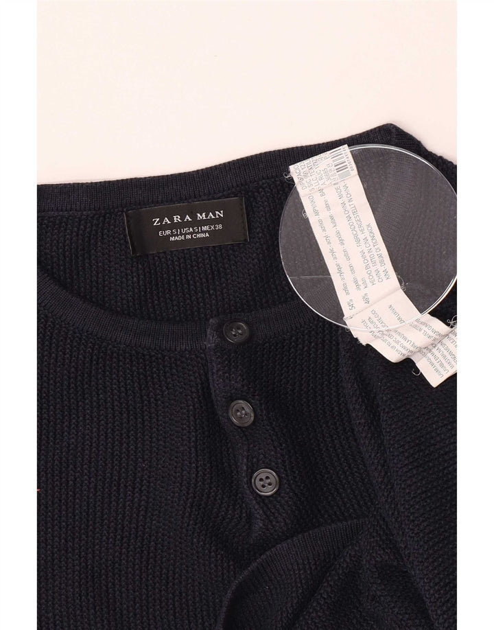 Zara Męski sweter zapinany na guziki, mały, granatowy, akrylowy