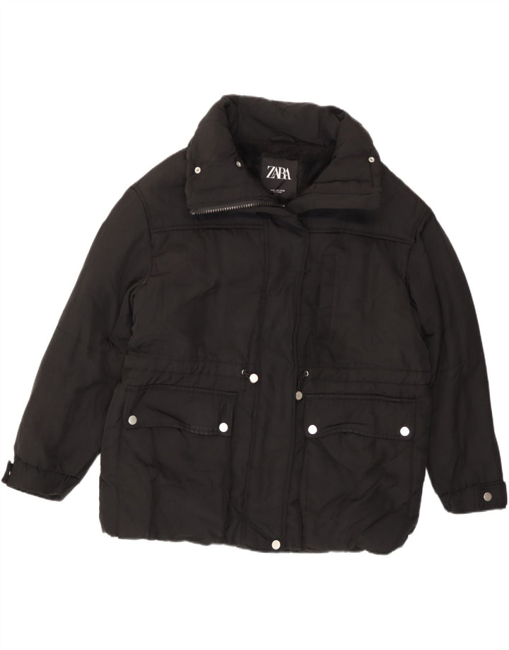 Damska kurtka Oversize Sherpa Padded Jacket Zara UK 14, średni czarny poliester