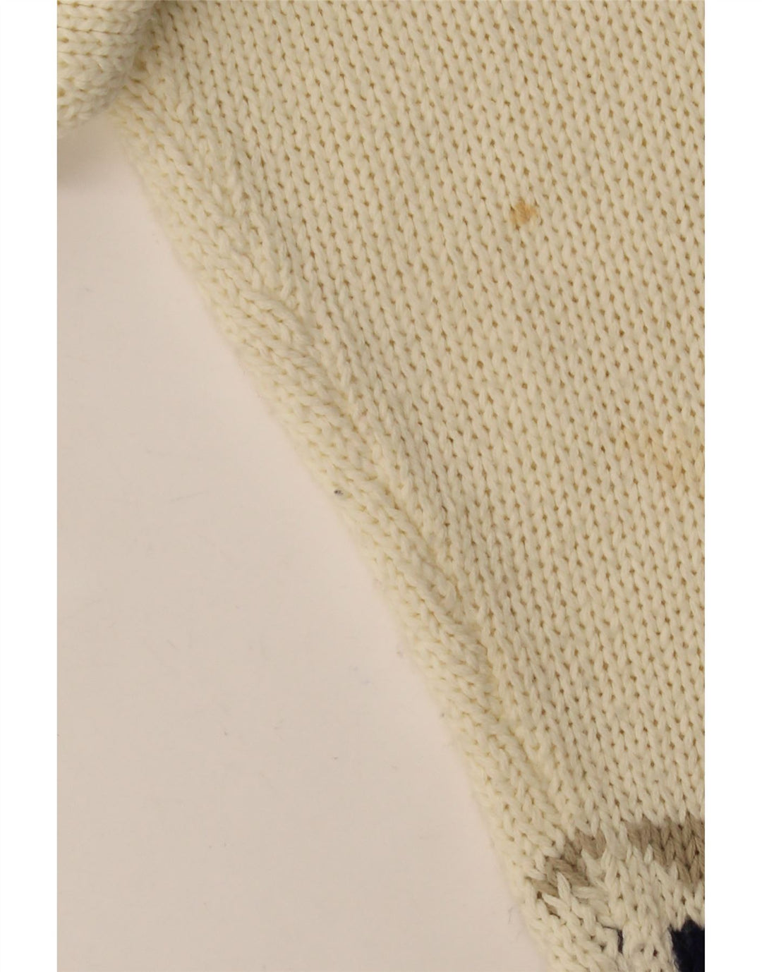 Damski sweter oversize VINTAGE UK 10, mały, w kolorze złamanej bieli, geometryczny