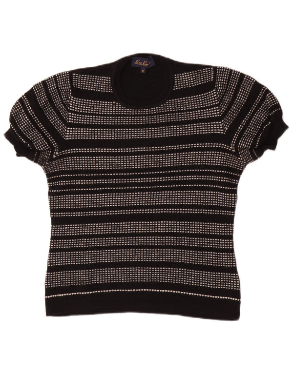 Luisa Spagnoli Damski sweter z okrągłym dekoltem UK 12, średnie czarne paski