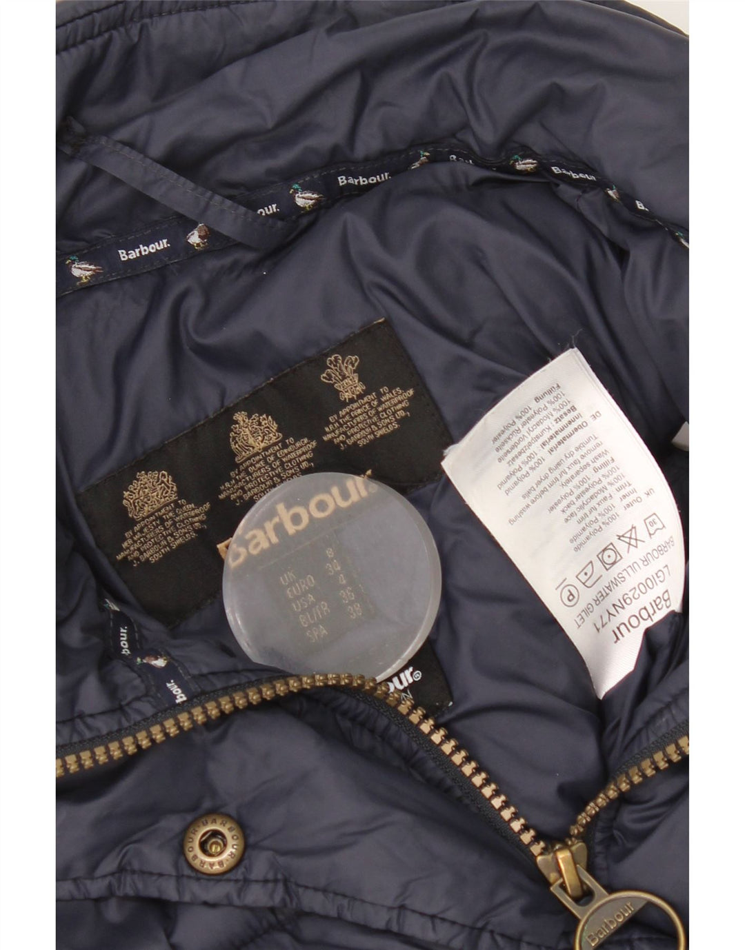 Damska wyściełana kamizelka Barbour UK 8 Small, granatowa, poliamid