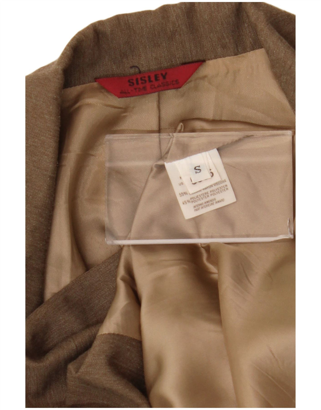 Damska marynarka zapinana na 4 guziki Sisley UK 10 Small Brown Wiskoza