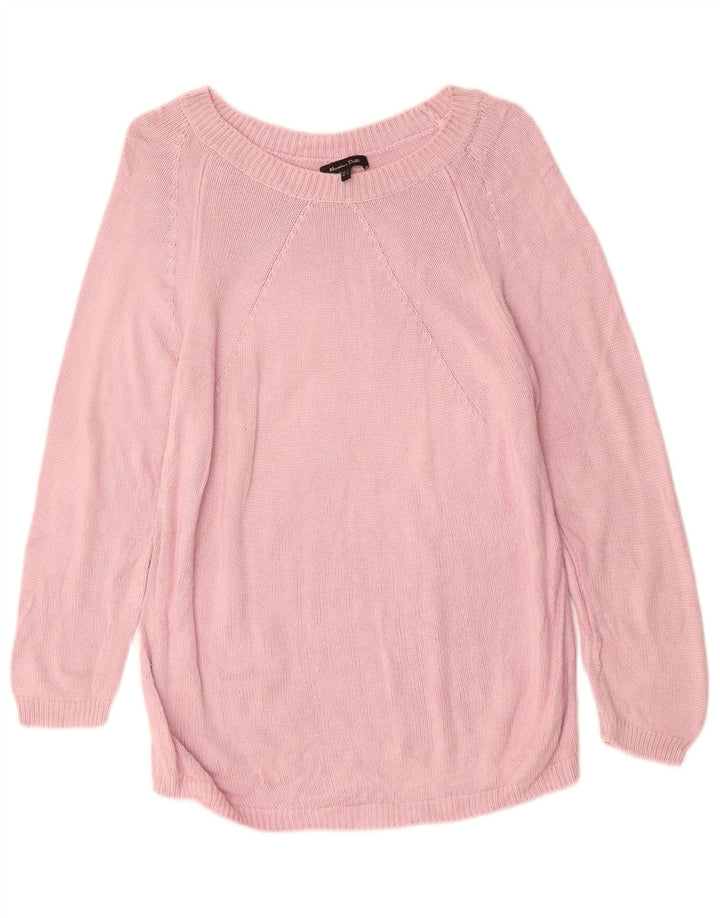 MASSIMO DUTTI Damski sweter z dekoltem w łódkę, UK 14, duży, różowy