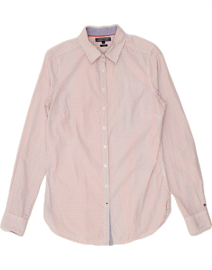 TOMMY HILFIGER Womens Fitted Shirt US 6 Medium White Spotted Vintage Tommy Hilfiger and Second-Hand Tommy Hilfiger from Messina Hembry 