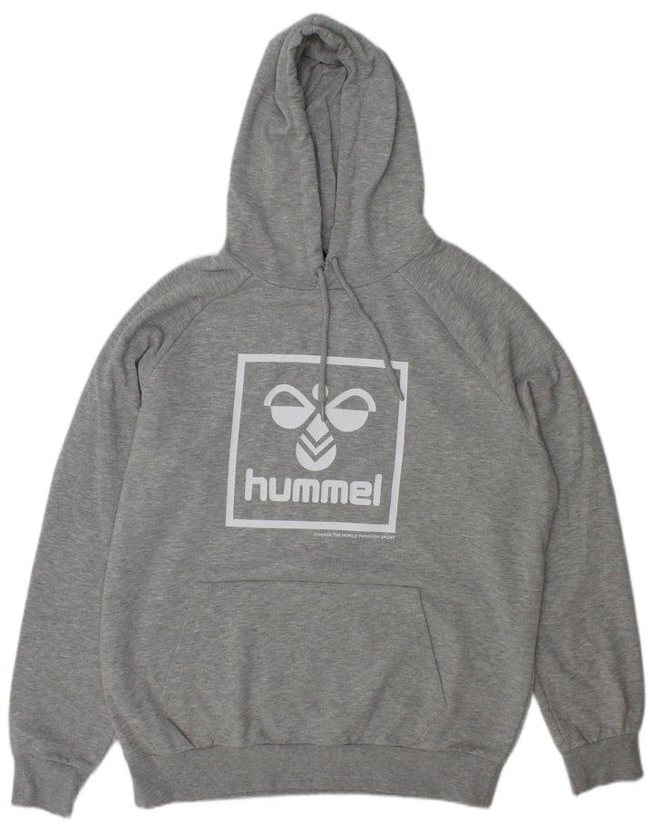 Hummel Męski sweter z kapturem i grafiką XL, szary, nakrapiany poliester