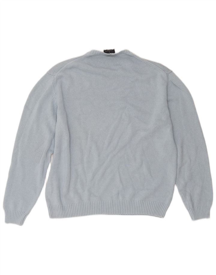Męski sweter z wycięciem pod szyją Trussardi, duży niebieski