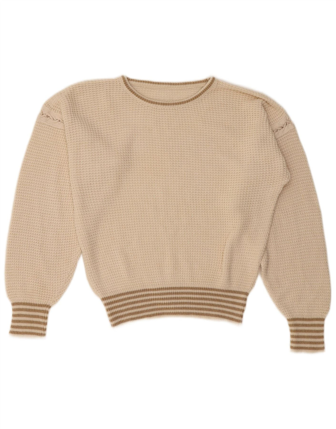 Damski sweter VINTAGE z okrągłym dekoltem UK 16, duże złamane białe paski