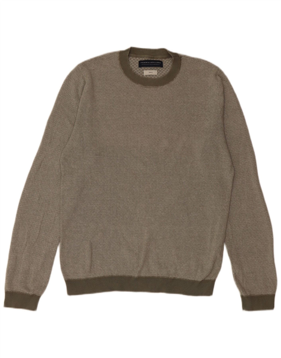 Męski sweter Jack & Jones z okrągłym dekoltem, mały, bawełniany khaki