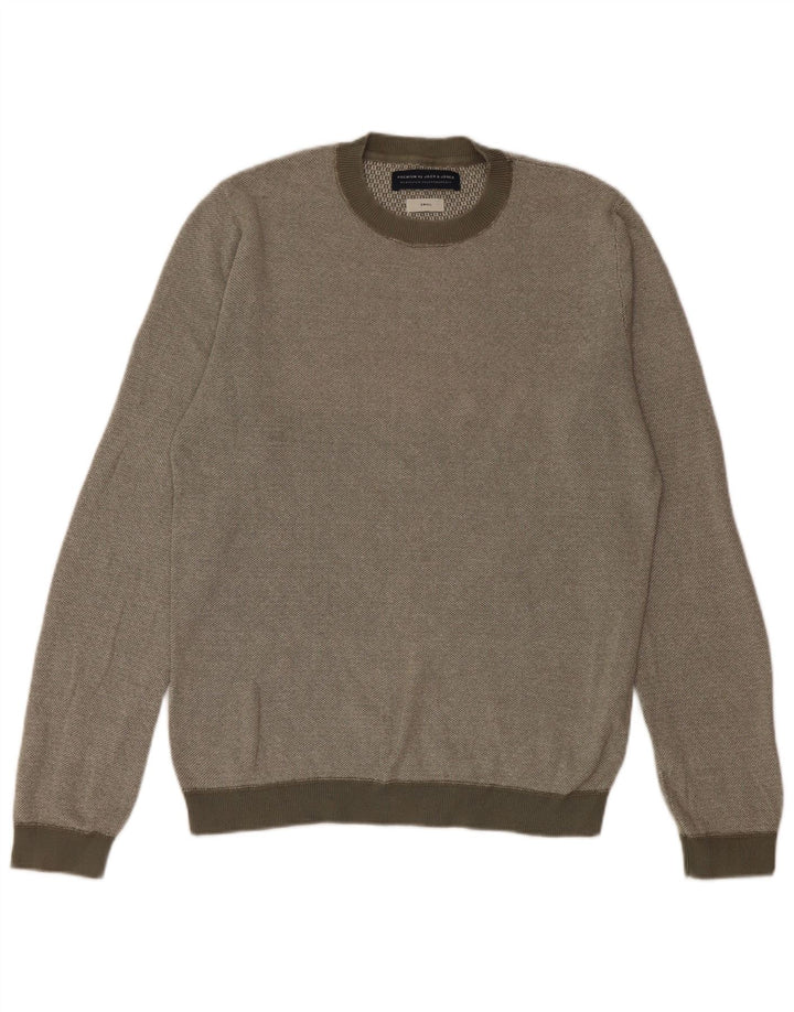 Męski sweter Jack & Jones z okrągłym dekoltem, mały, bawełniany khaki