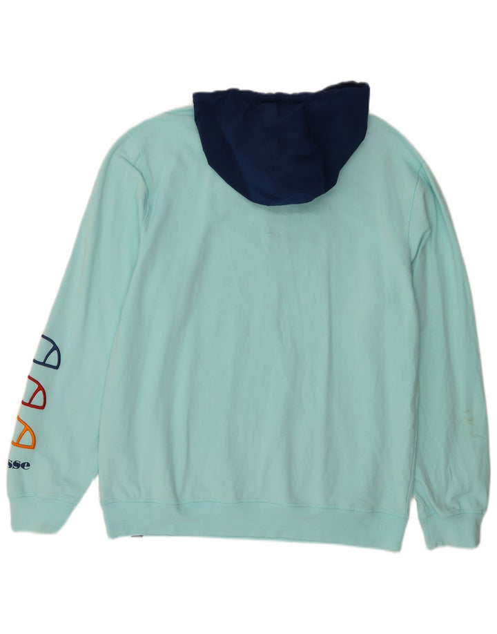 Męski sweter z kapturem i grafiką ELLESSE XL, turkusowa, bawełniana z blokami kolorów