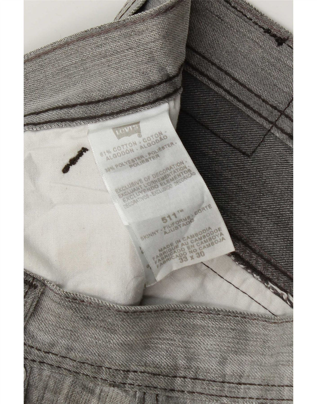 Męskie jeansy Levi's 511 Slim W33 L30 Szara bawełniana nakrapiana