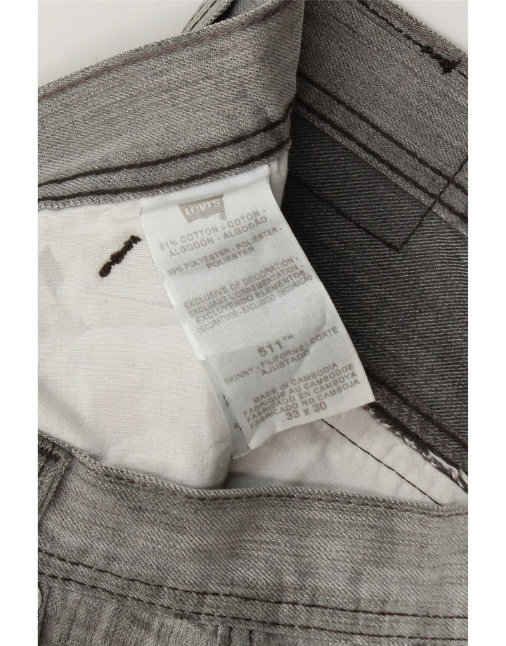 Męskie jeansy Levi's 511 Slim W33 L30 Szara bawełniana nakrapiana