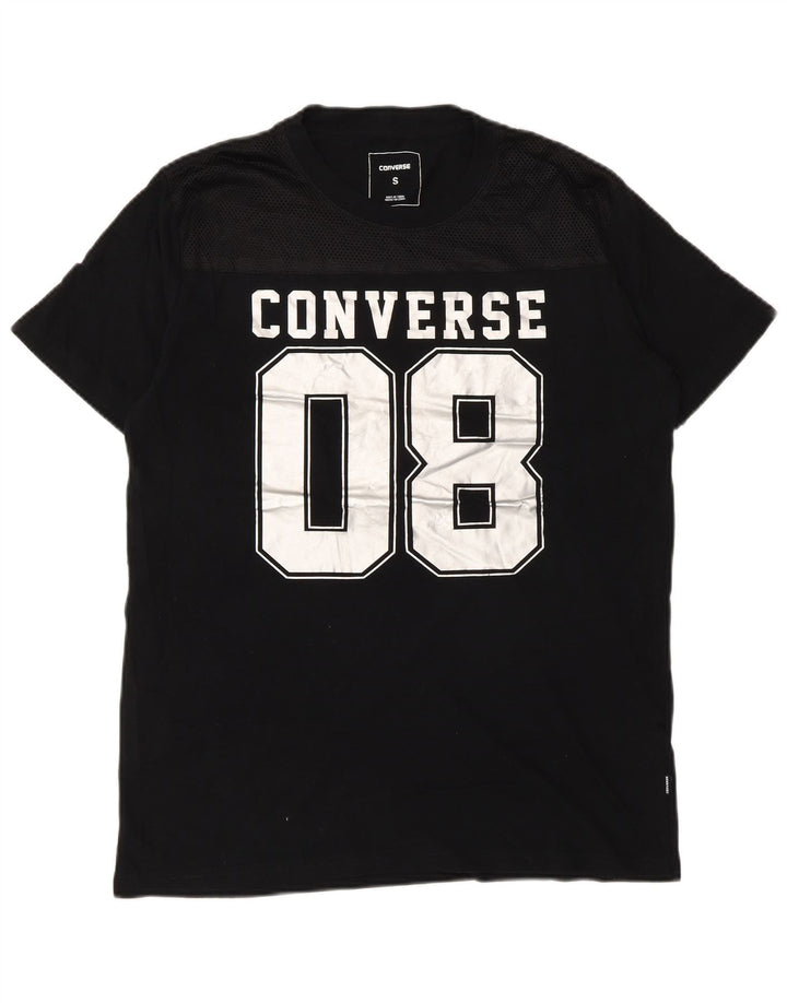 Converse Męski T-shirt z grafiką, mały, czarny, bawełniany