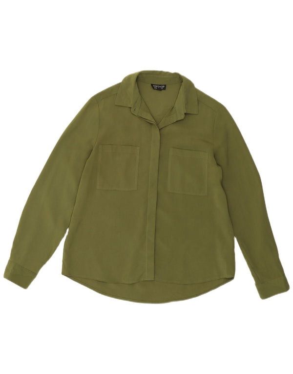 Damska bluzka koszulowa Topshop UK 10, mała, khaki, poliester