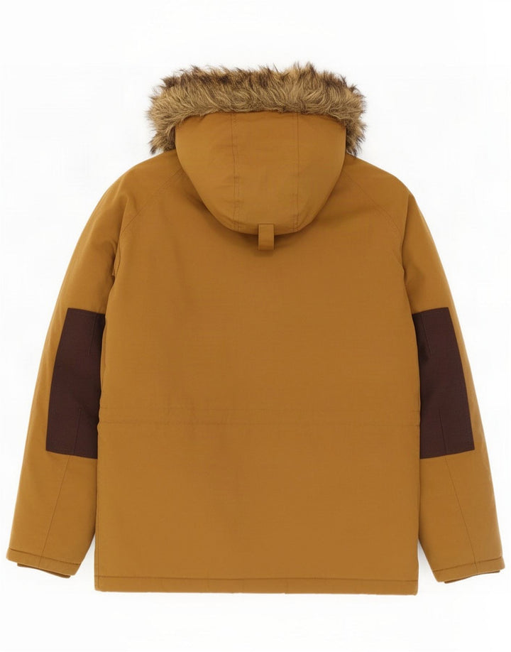 Carhartt Męska kurtka parka z kapturem UK 38 Średni beżowy poliester z blokami kolorów