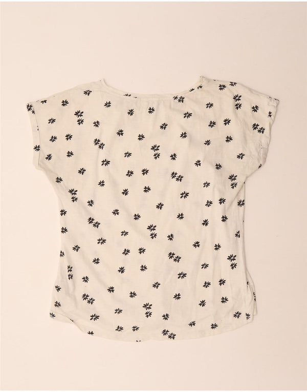 Fat Face Womens T-Shirt Top UK 14 Large White Floral Cotton
