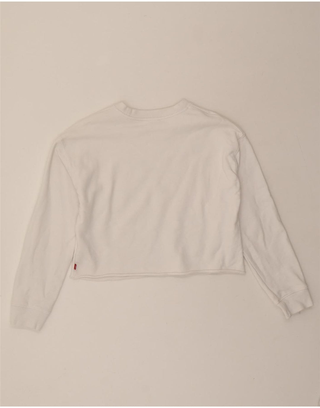 LEVI'S Womens Oversized Graphic Crop Sweatshirt Jumper UK 6 XS White Vintage Levi's and Second-Hand Levi's from Messina Hembry 