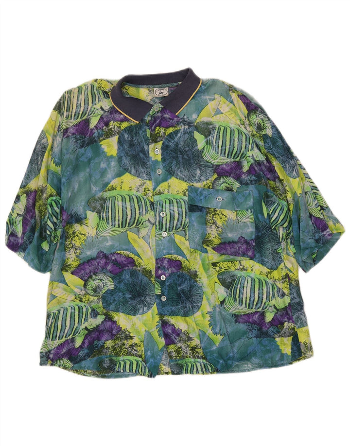 Męska koszula z krótkim rękawem CARREL w abstrakcyjny wzór, mała, wielobarwna