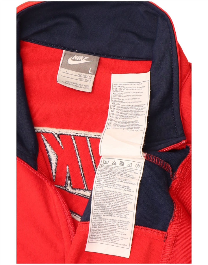 NIKE Boys Graphic Tracksuit Top Jacket 12-13 Years Large Red Colourblock