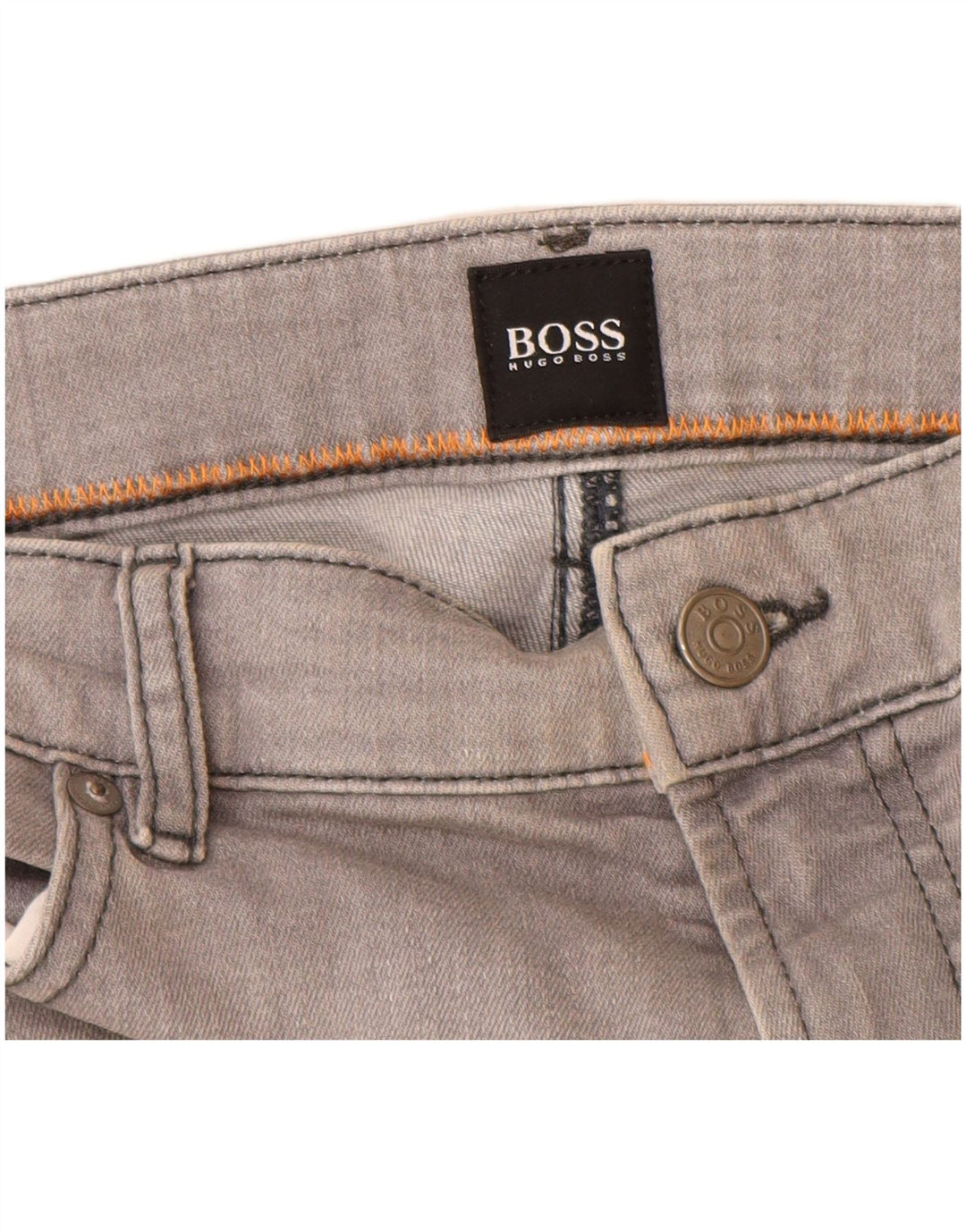 Męskie proste dżinsy Hugo Boss W36 L30 Szara bawełna
