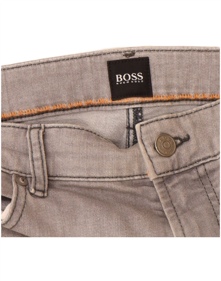 Męskie proste dżinsy Hugo Boss W36 L30 Szara bawełna