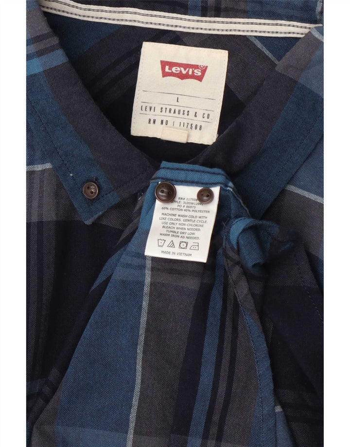 Koszula męska z krótkim rękawem Levi's, duża, bawełniana w granatową kratę