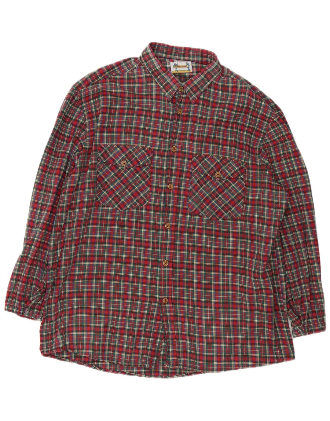 Vintage męska koszula flanelowa XL w czerwoną kratę