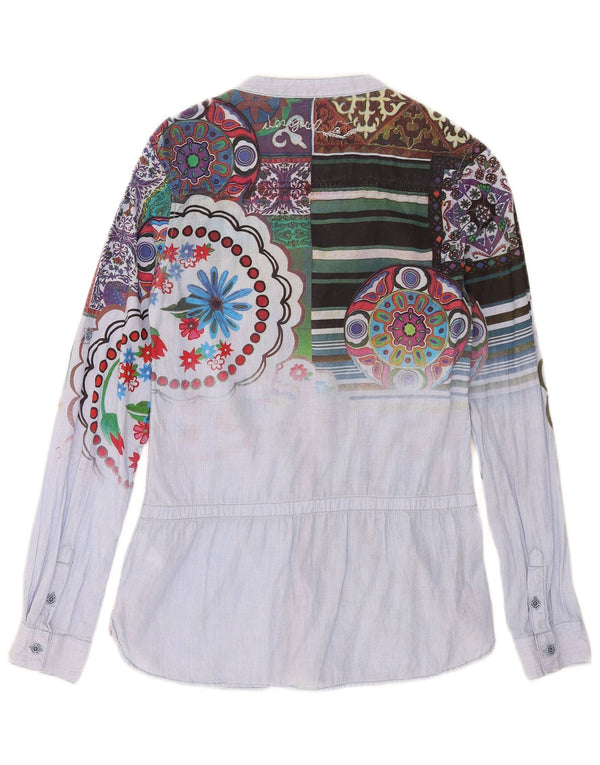 Damska bluzka koszulowa Desigual Graphic UK 10 Mała niebieska bawełniana w kwiaty