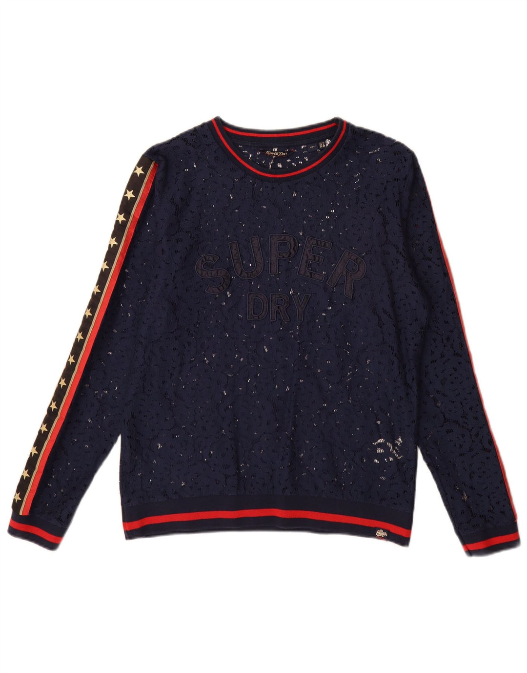 Damski top Superdry Oversize Graphic z długim rękawem, UK 10, mały, granatowy