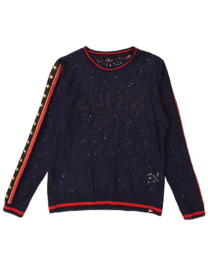 Damski top Superdry Oversize Graphic z długim rękawem, UK 10, mały, granatowy