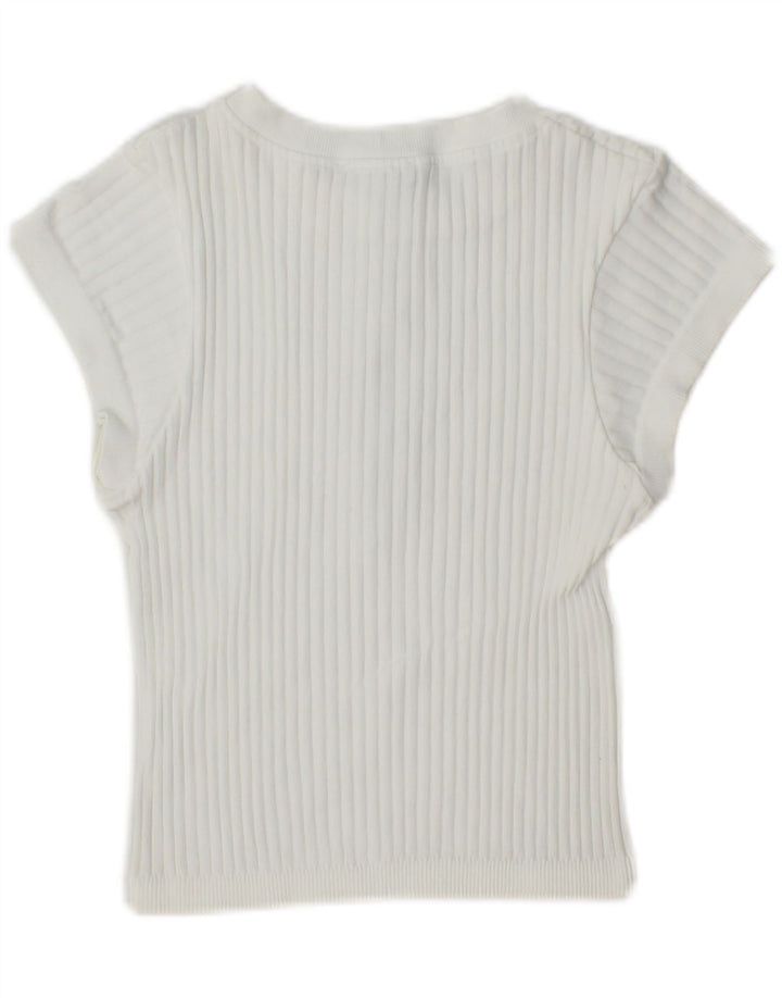 ZARA Womens Zip Neck Crop Vest Tank Top UK 12 Medium White Vintage Zara and Second-Hand Zara from Messina Hembry 