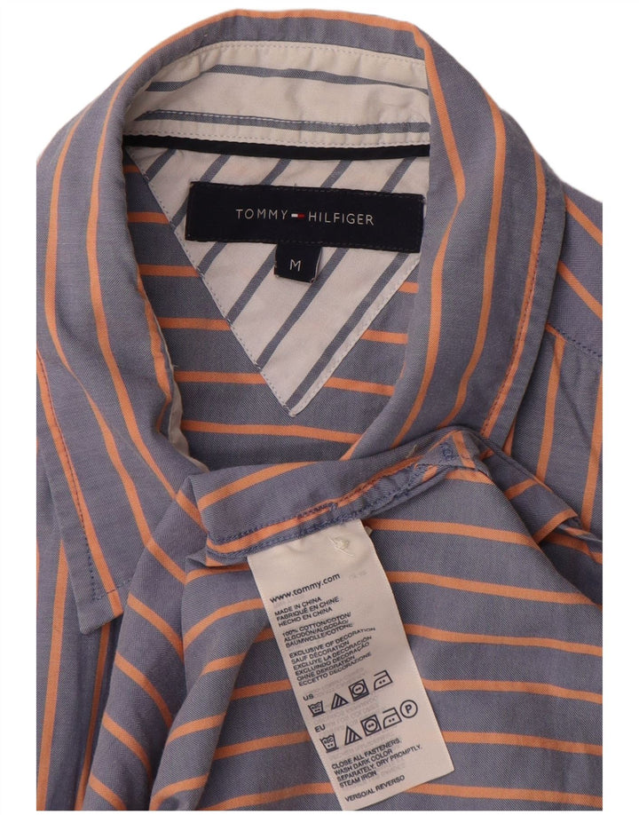 Męska koszula z krótkim rękawem TOMMY HILFIGER, bawełniana w średnie niebieskie paski