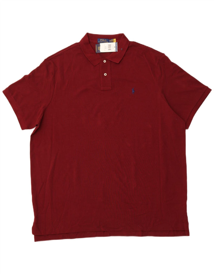 POLO RALPH LAUREN Męska koszulka polo o klasycznym kroju, 2XL, bordowa bawełna