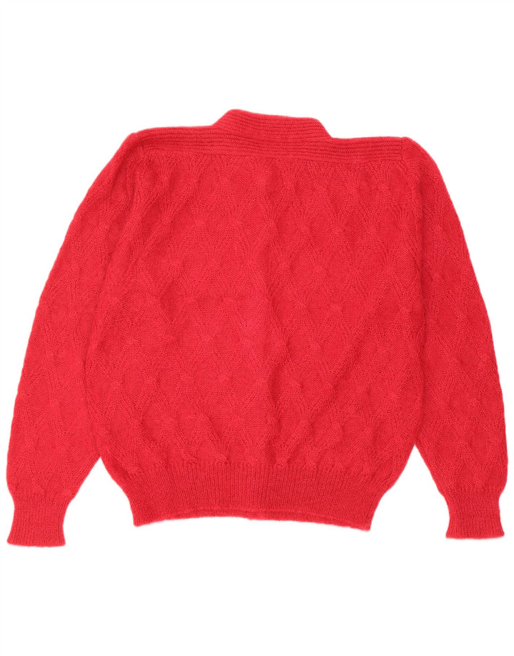 Sweter damski w stylu vintage IT 44 Średni czerwony moher