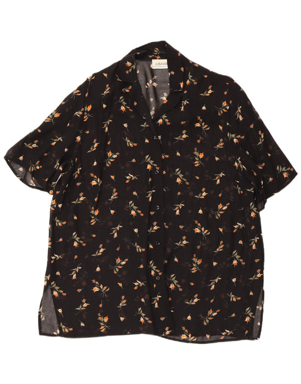 LUISA VIOLA Womens See Through Shirt Blouse UK 20 2XL Black Floral