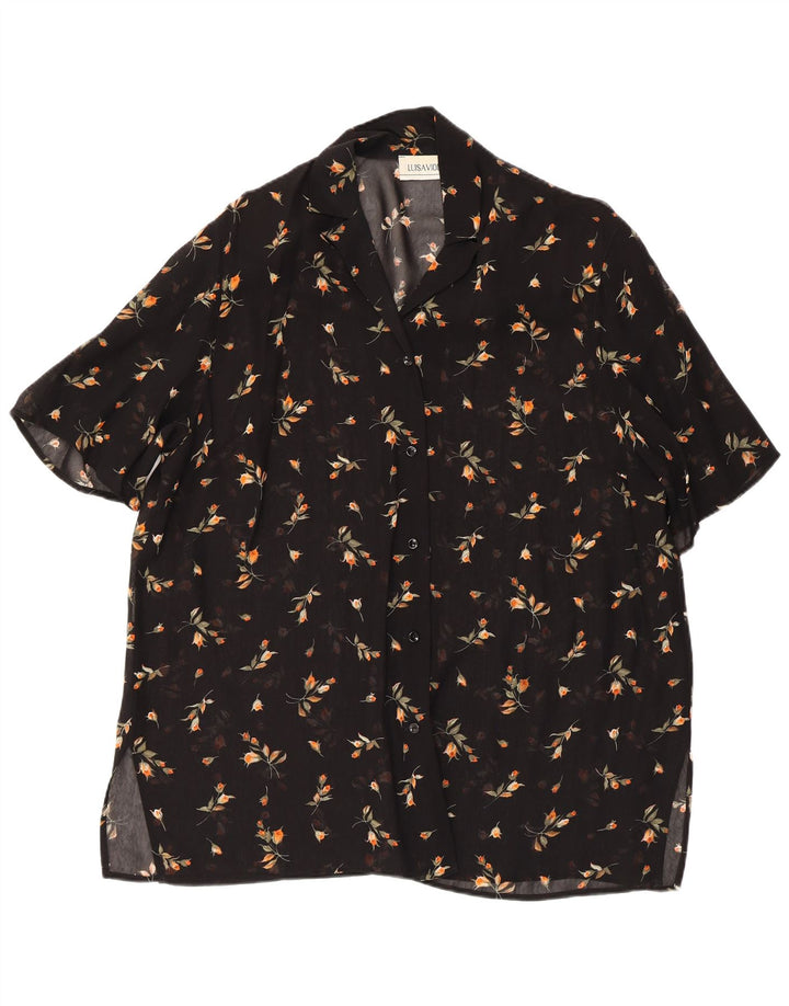 LUISA VIOLA Damska prześwitująca bluzka koszulowa UK 20 2XL Czarna w kwiaty