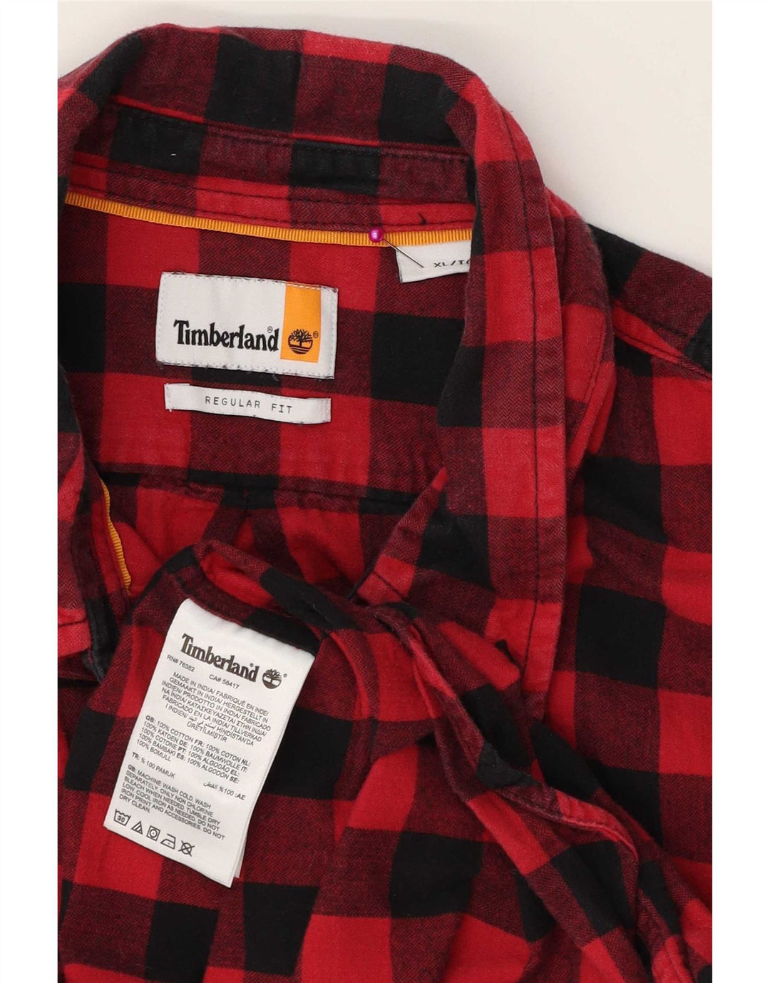 Męska koszula flanelowa Timberland o regularnym kroju XL, czerwona bawełniana kratka