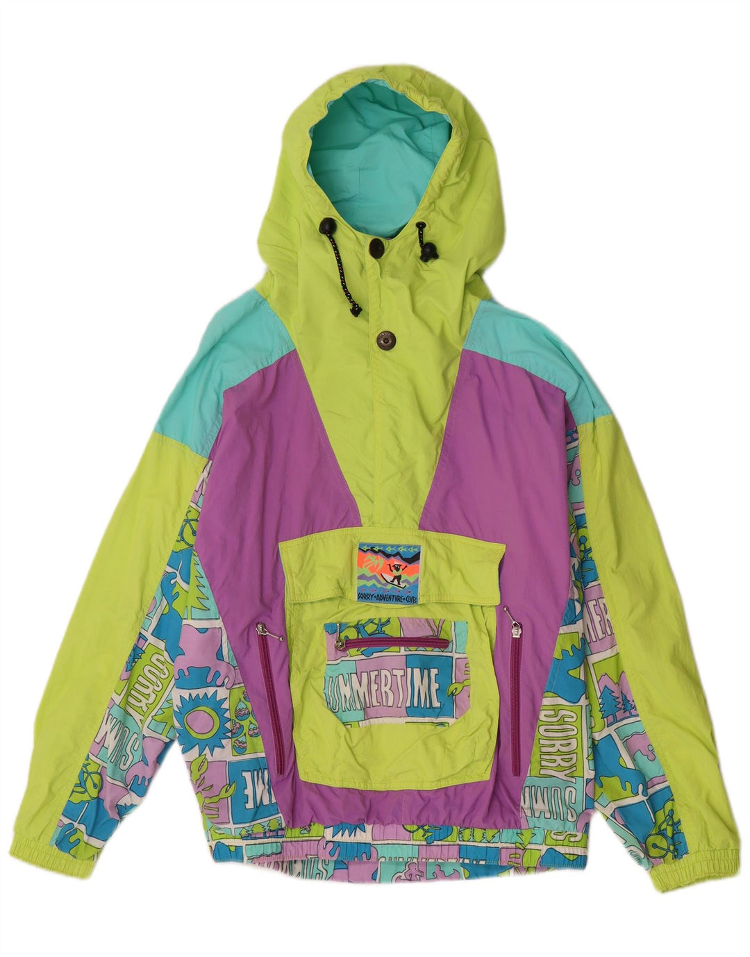 Przepraszamy, damska graficzna kurtka Anorak IT 46, duża, wielobarwna, retro