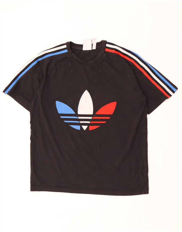 Męska koszulka z grafiką Adidas, średnia, czarna bawełna