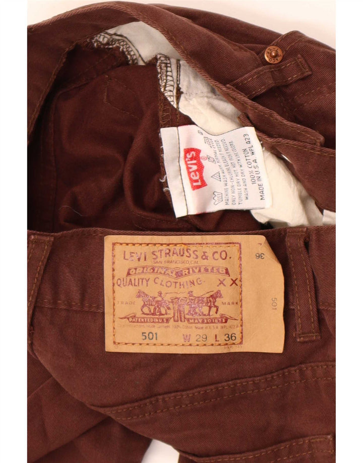 Damskie dżinsy Levi's 501 Straight W29 L32 Brązowa bawełna