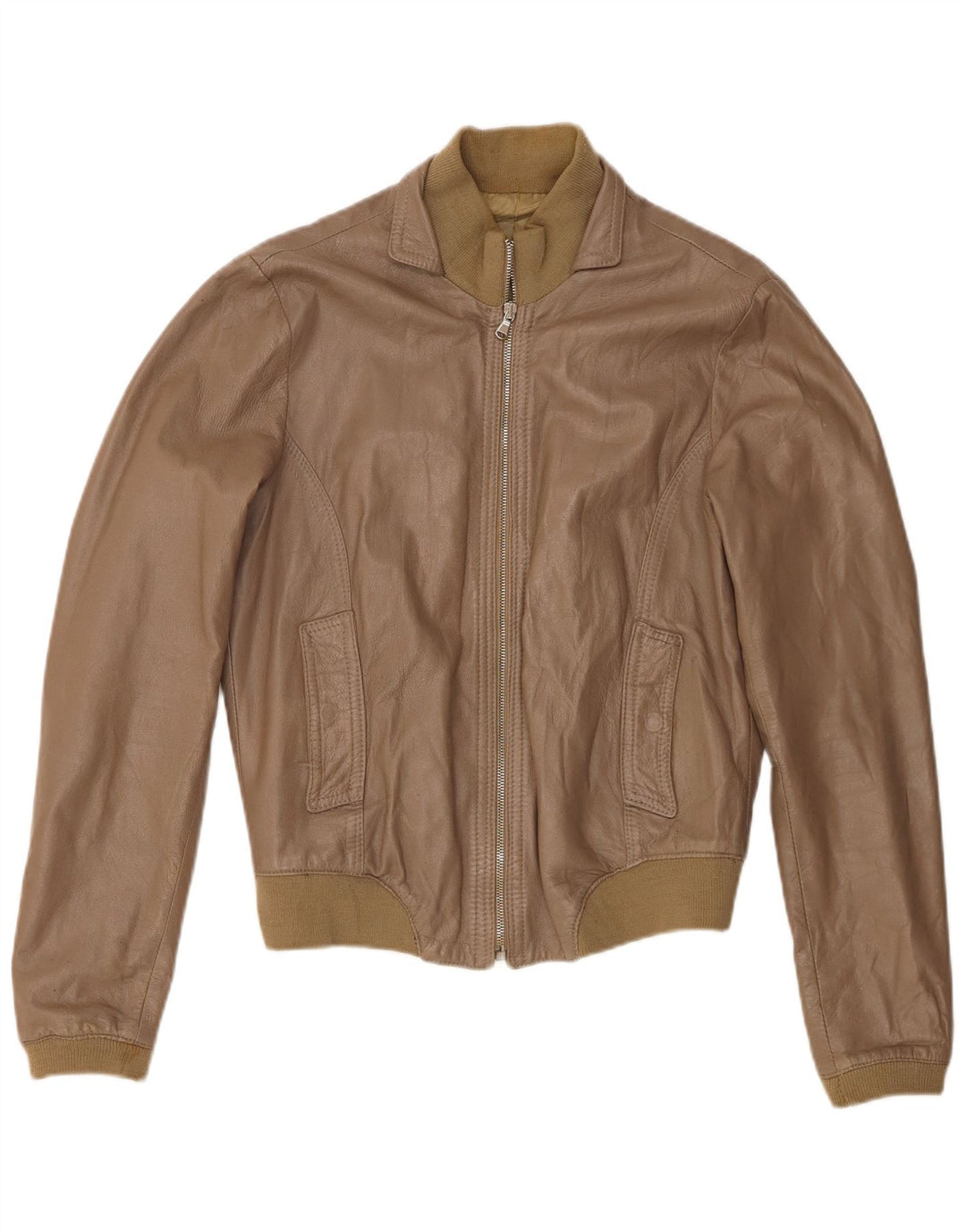 Vintage damska kurtka skórzana bomber UK 18 XL, skóra khaki