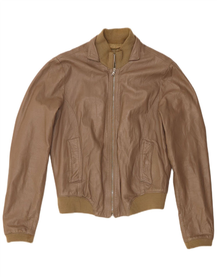 Vintage damska kurtka skórzana bomber UK 18 XL, skóra khaki