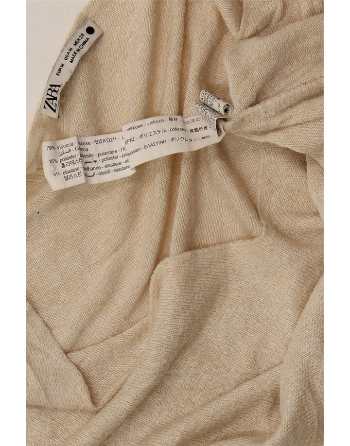 Sweter damski Zara z dekoltem w kształcie litery V, UK 12, średni beż, wiskoza