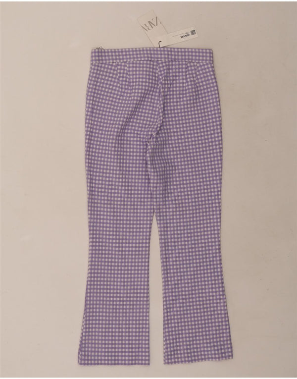 Krótkie spodnie damskie Zara Bootcut, średnie W28 L25, fioletowa kratka
