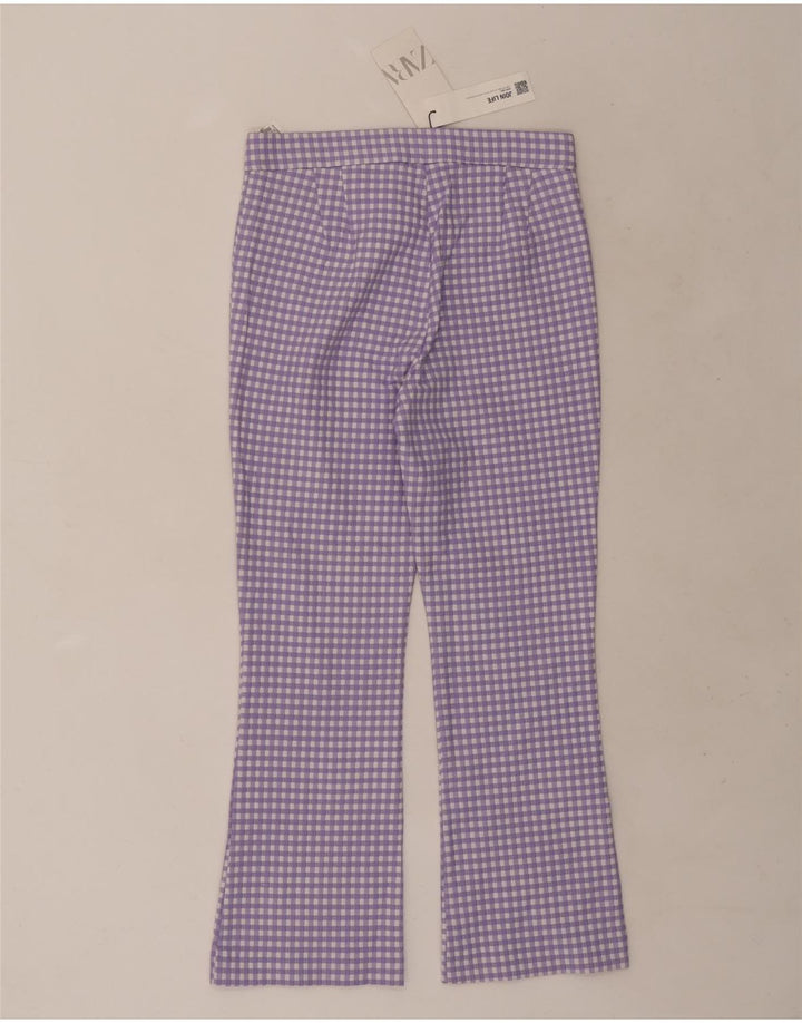Krótkie spodnie damskie Zara Bootcut, średnie W28 L25, fioletowa kratka