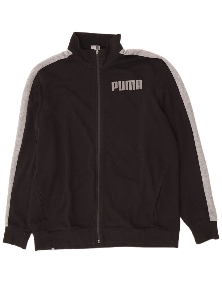 Męska kurtka dresowa Puma z grafiką, 2XL, czarna, bawełniana z blokami kolorów