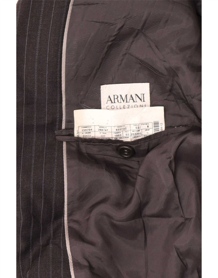 Armani Collezioni Męska marynarka zapinana na 2 guziki IT 52 XL Szara wełna w prążki